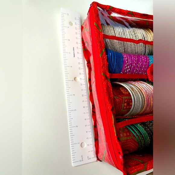 4 Roll Square Bangle Cover Bag INDIAN Chudi Kangan Watch - Travel Case Storage - Picture 8 of 12